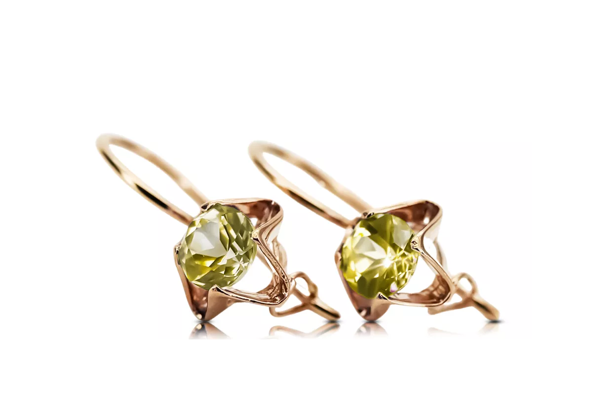 Peridot galben Original vintage din aur roz de 14k Cercei Vintage Craft  vec142r